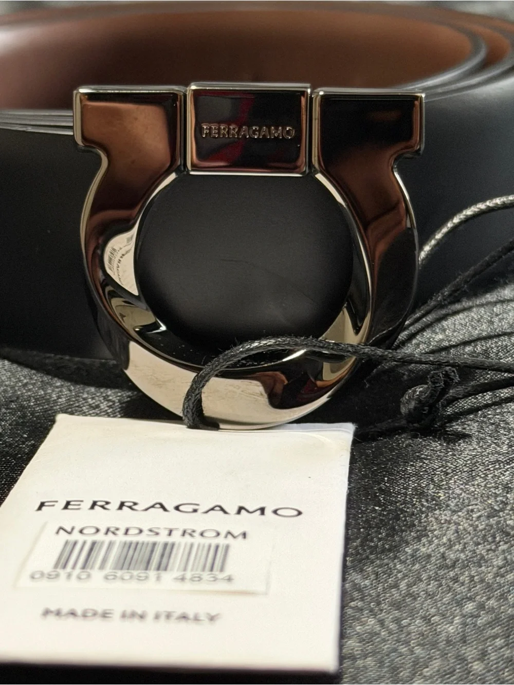 Ferragamo Men’s Gancini Reversible Leather Belt Size 90 Cm/36 In